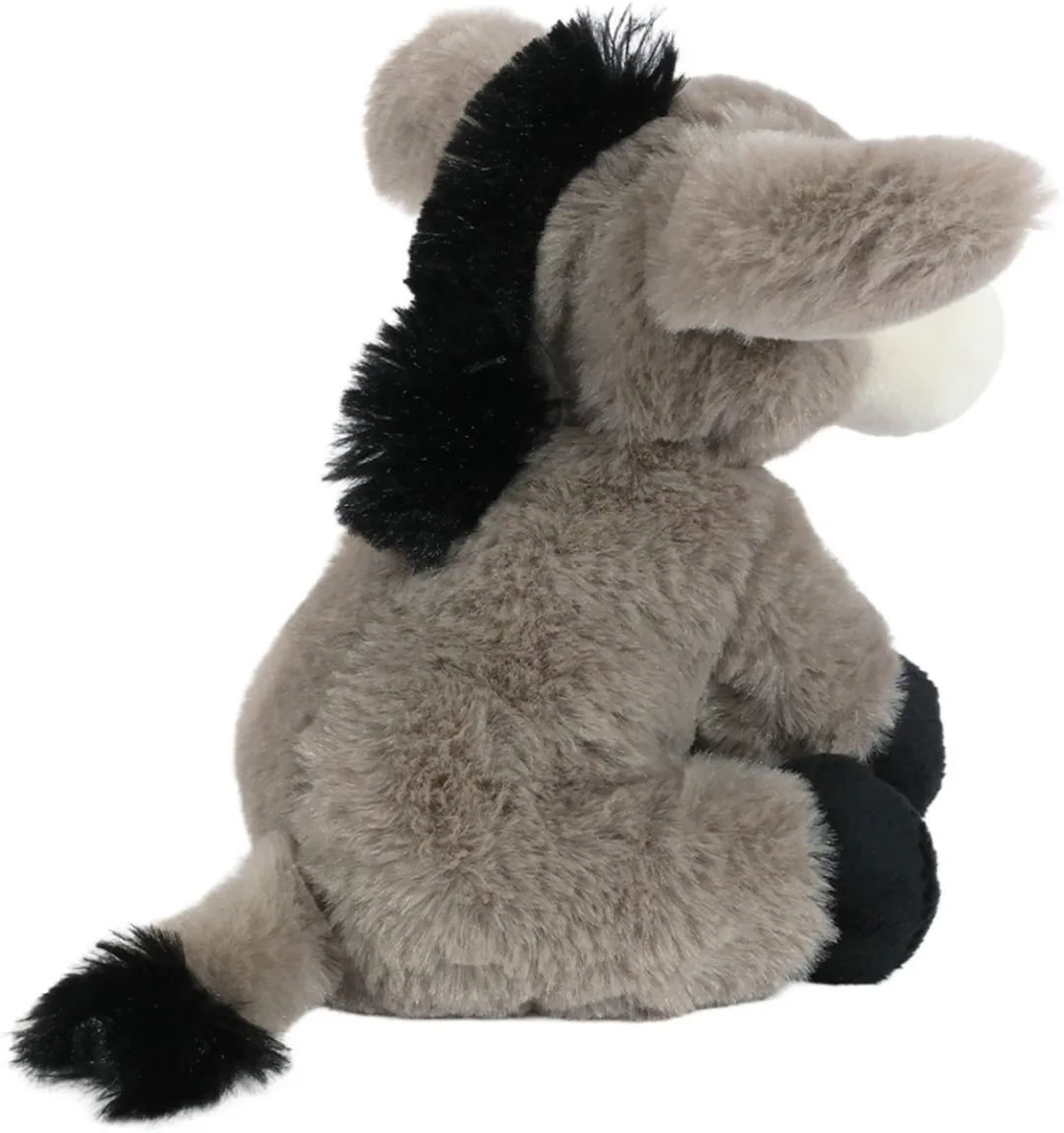PIA Soft Toys Pluche Knuffel Ezel - 17cm - Grijs/Zwart
