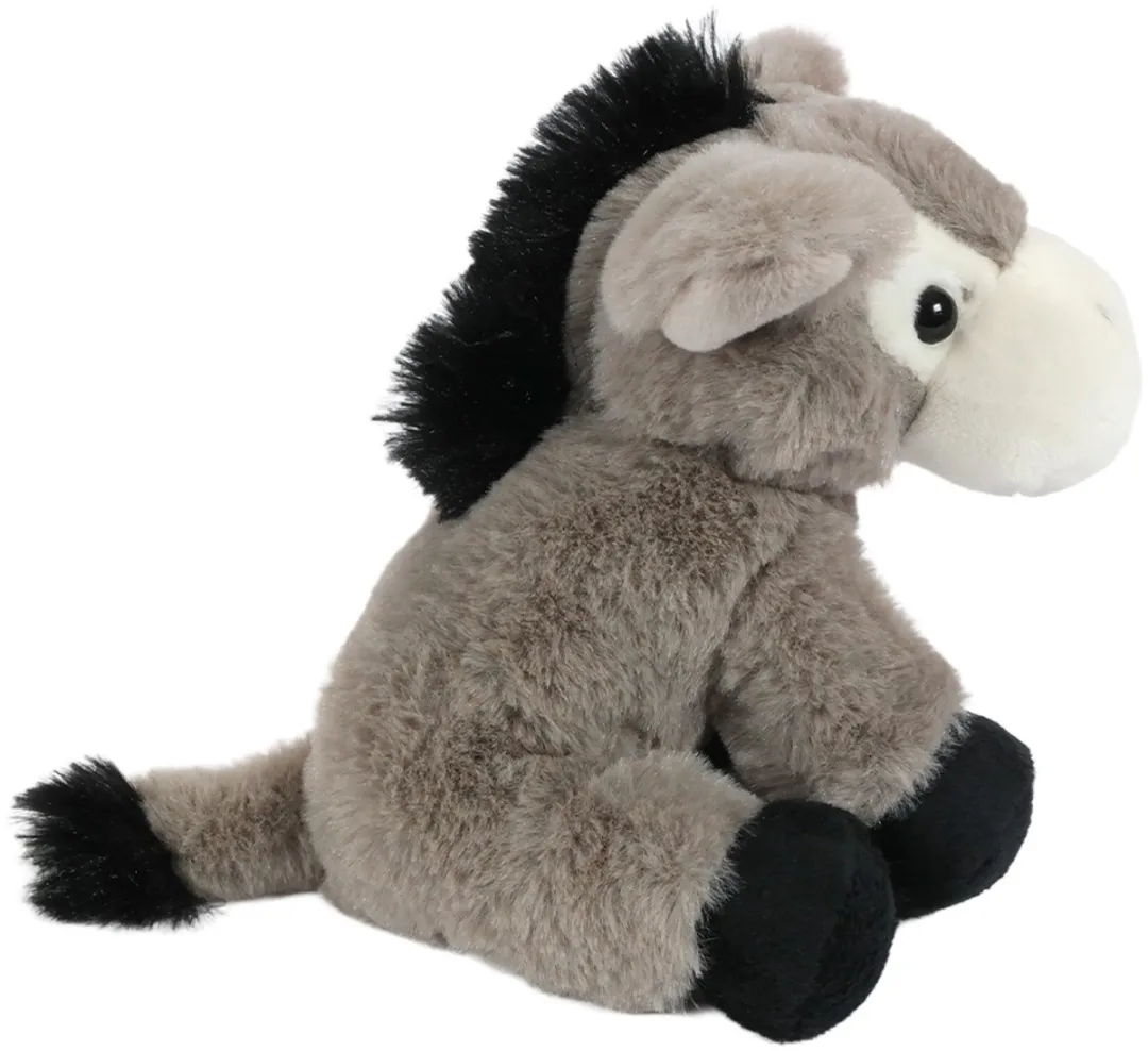 PIA Soft Toys Pluche Knuffel Ezel - 17cm - Grijs/Zwart
