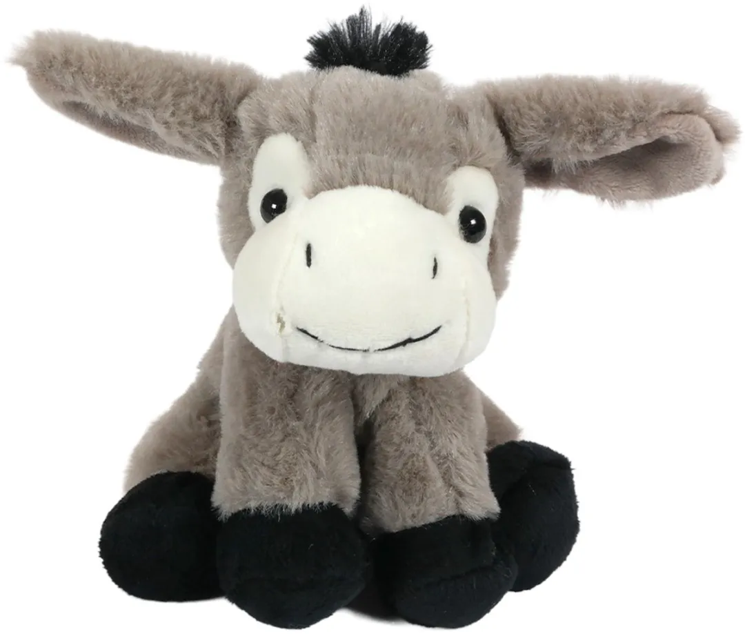 PIA Soft Toys Pluche Knuffel Ezel - 17cm - Grijs/Zwart