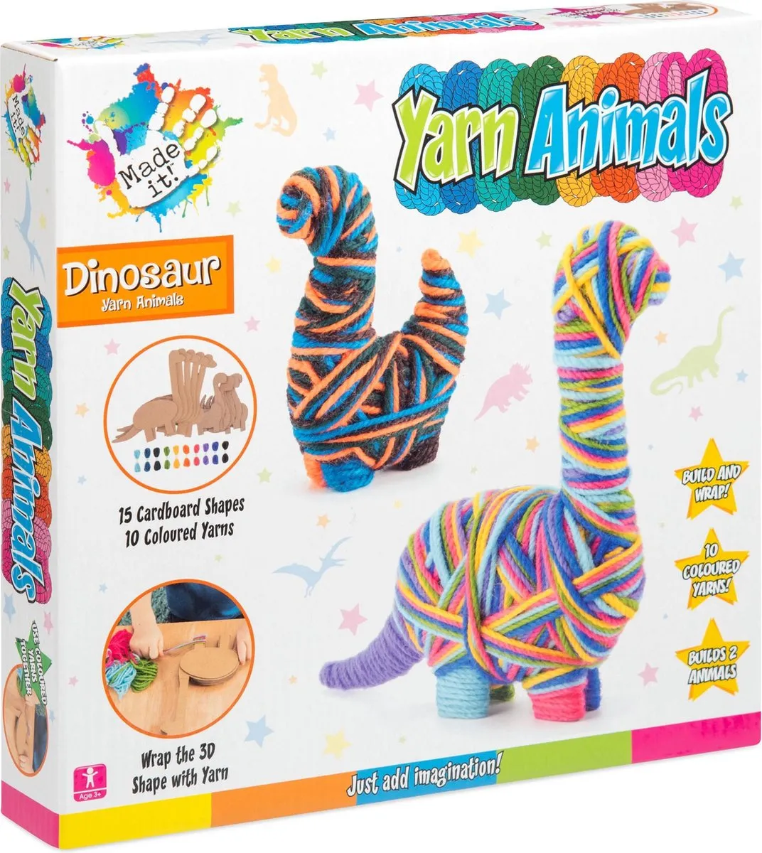 Toyrific Knutselset Yarn Animals Dinosaurus Junior - 25-delig