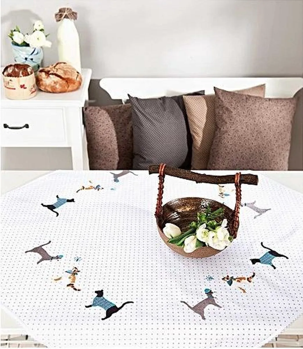 Rico Design 68257.52.21 Borduurpakket Poezen Platsteek