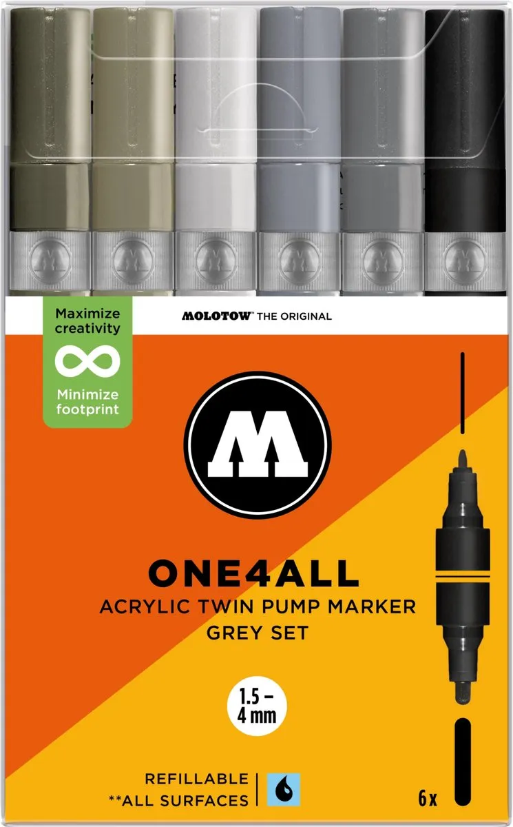 Molotow One4All Twin Acrylstiften Grijs Set