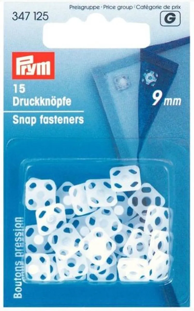 Prym Aannaai Drukknopen 15 Stuks - 9mm Wit