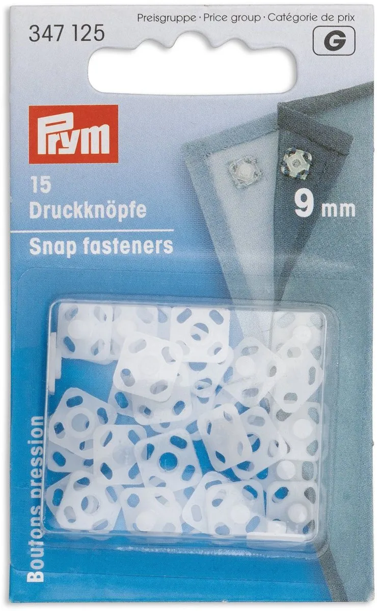 Prym Aannaai Drukknopen 15 Stuks - 9mm Wit