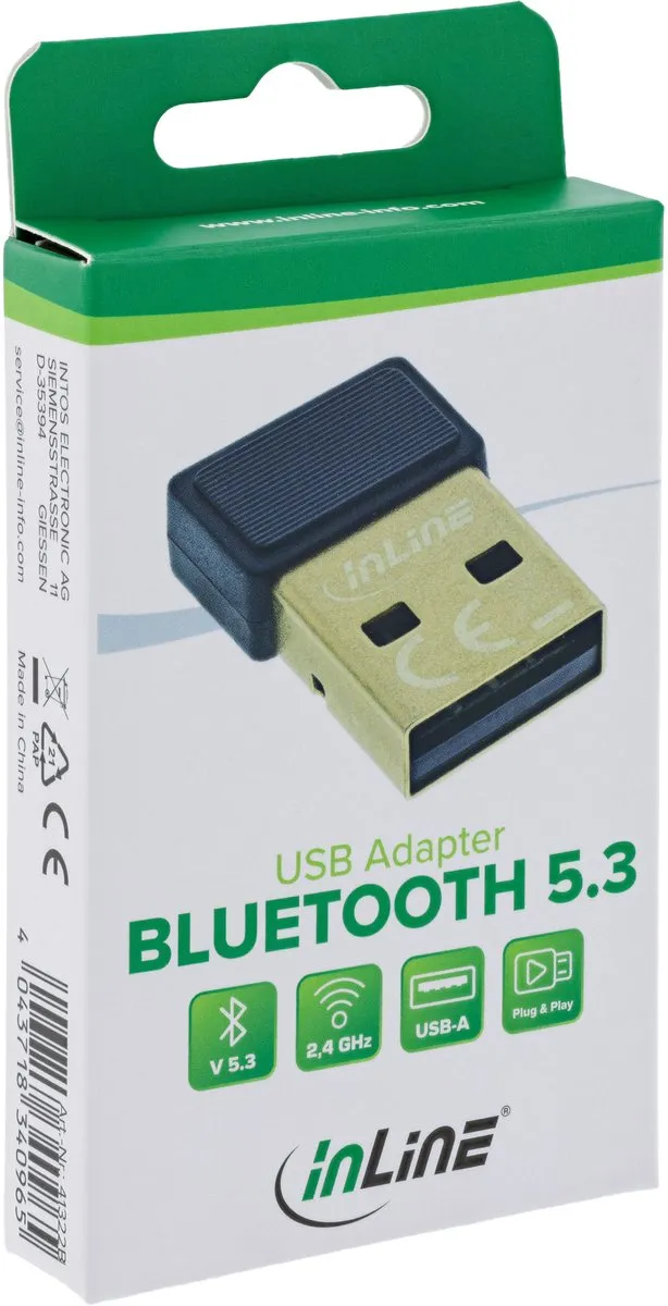 InLine 41322B Bluetooth 5.3 USB-adapter - Zwart