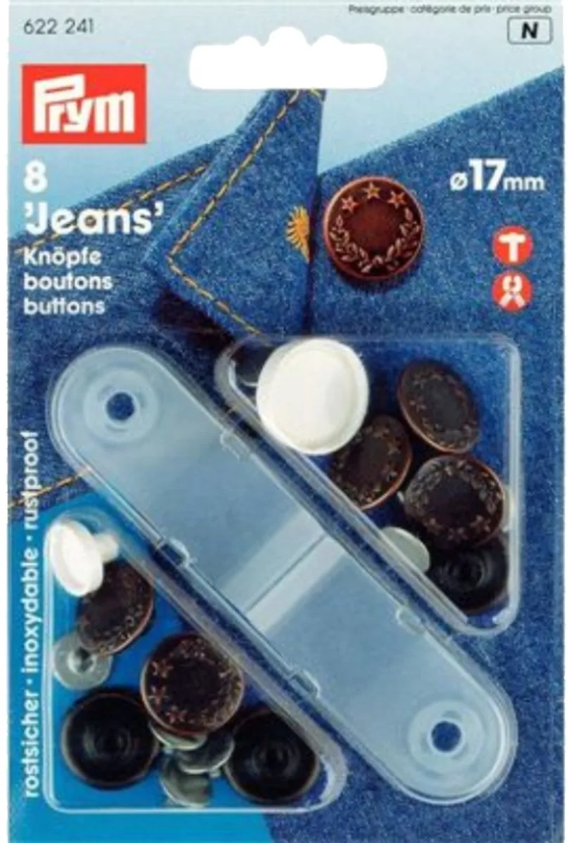 Prym Jeansknopen Lauwerkrans 17mm Oudkoper - 8 Stuks