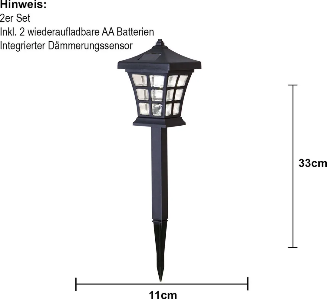 Star Trading Nippon Solar Paalenset 2 Stuks - LED Warm Wit 33cm