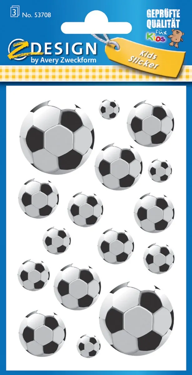 Avery Voetbal Stickers 7,6x12cm - 48-delig - Zwart/Wit