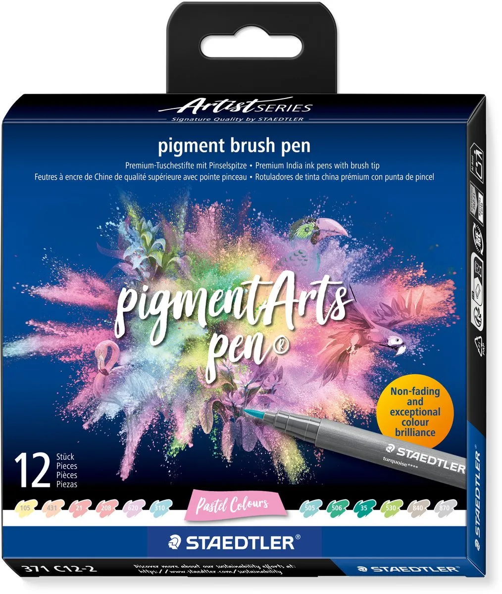 STAEDTLER Pigment Brush Pen Set 12 Kleuren