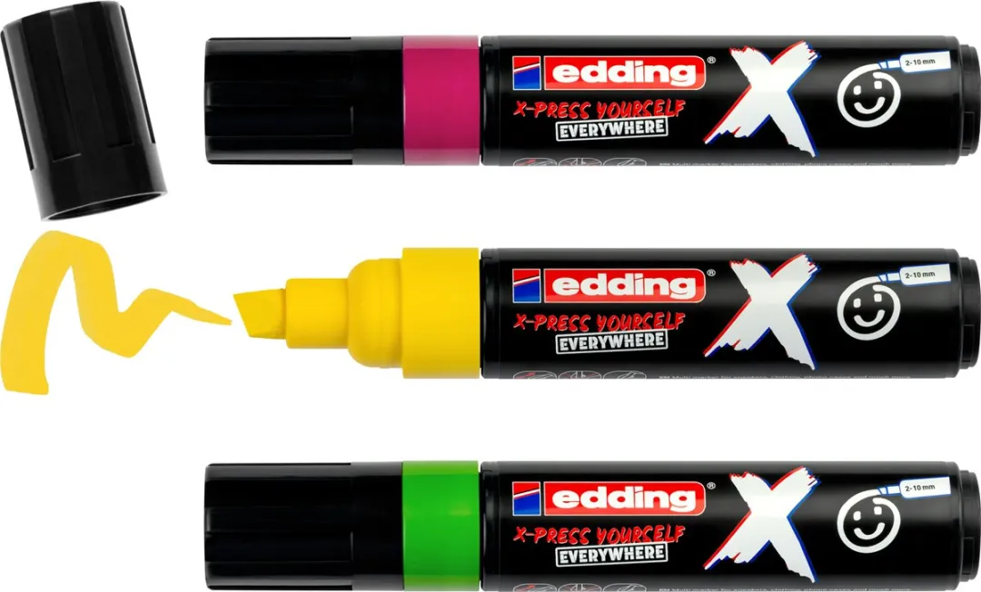 edding 6900 X Multimarker - 3 Stuks Geel/Lichtgroen/Rood-violet