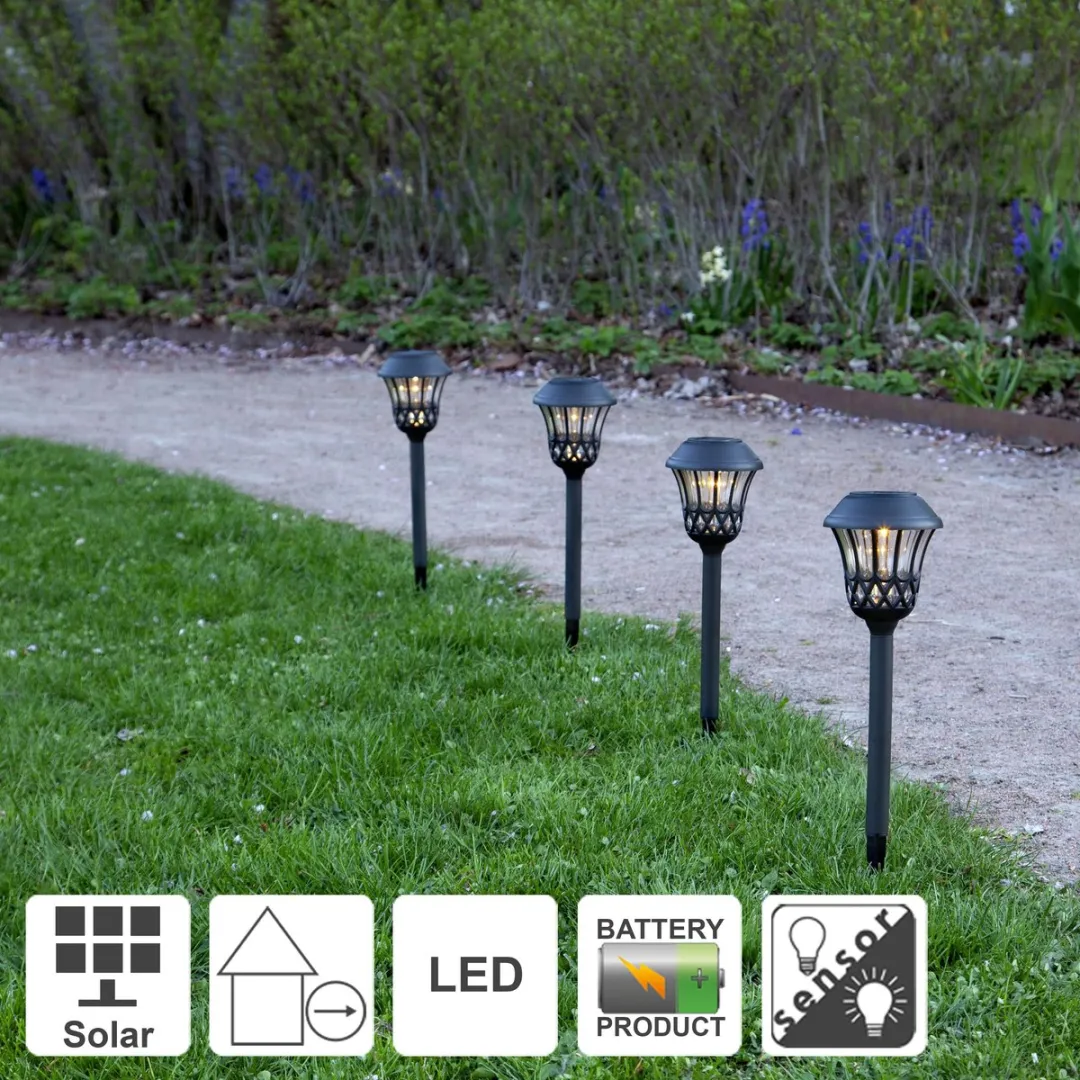 Star Trading Lace Solar Tuinlamp Set 4 Stuks - Zwart/Bont