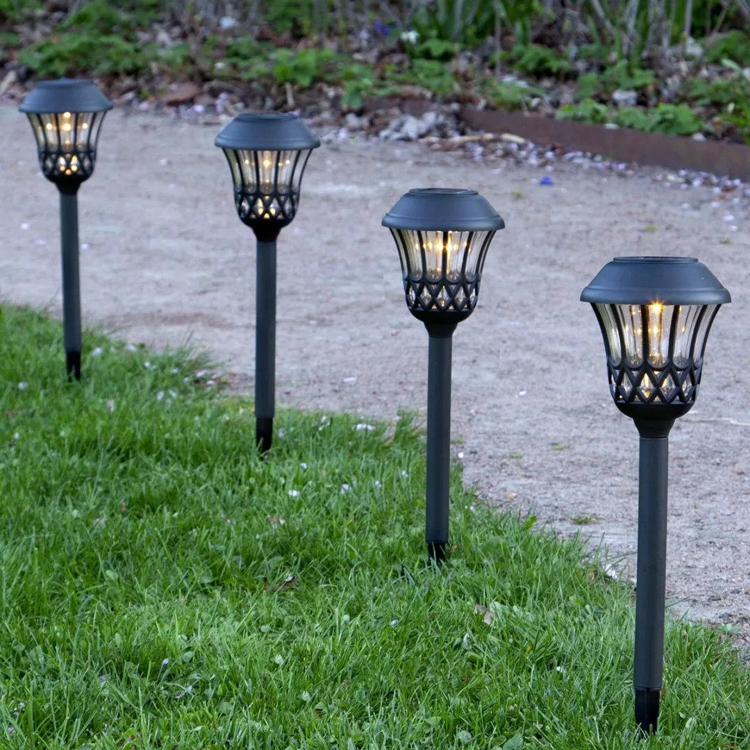 Star Trading Lace Solar Tuinlamp Set 4 Stuks - Zwart/Bont