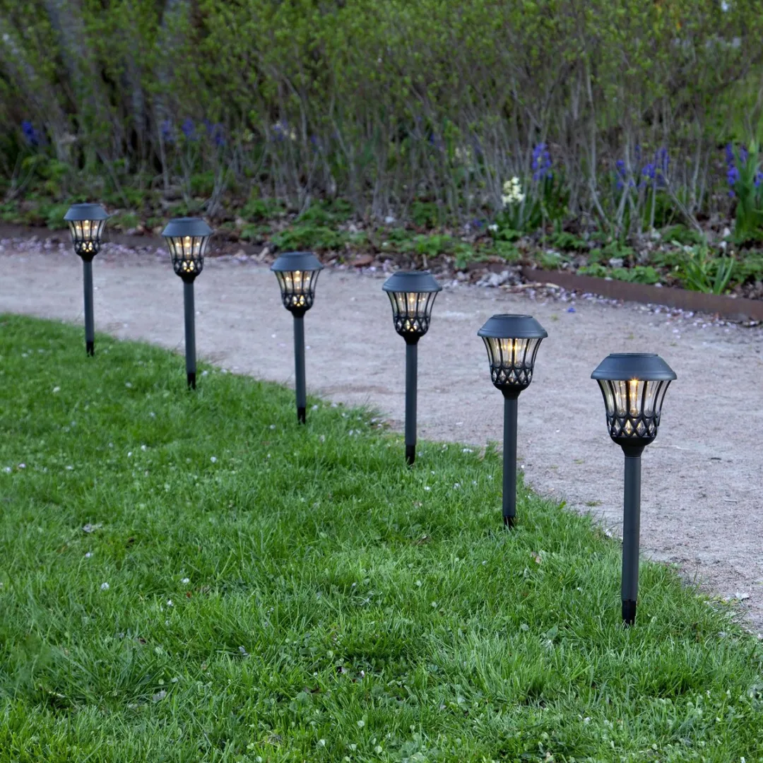 Star Trading Lace Solar Tuinlamp Set 4 Stuks - Zwart/Bont - afbeelding 6 van 6