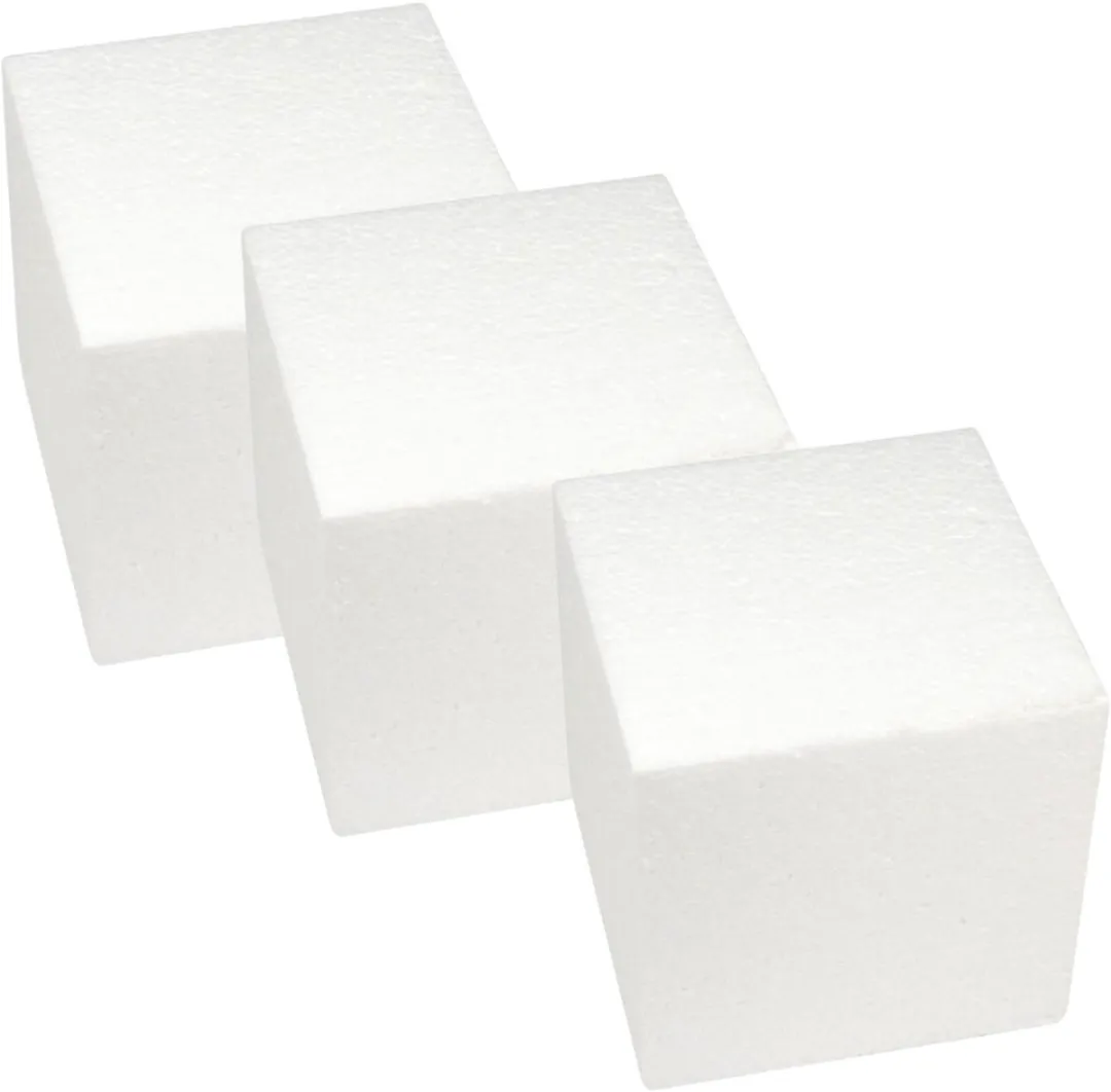 Rayher Piepschuim Kubus 3x 15x15x15cm Wit