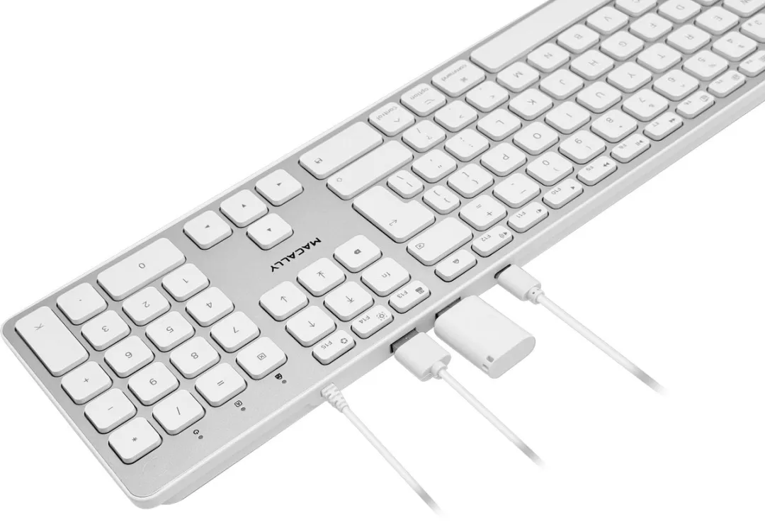 Macally UCZKEYHUBW-UK USB-toetsenbord - Brits/Nederlands - Witte toetsen