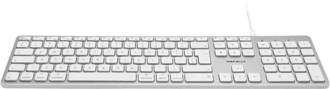Macally UCZKEYHUBW-UK USB-toetsenbord - Brits/Nederlands - Witte toetsen