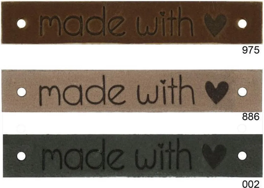 Durable Leren Label Made with Love 6cm - Donkerbruin