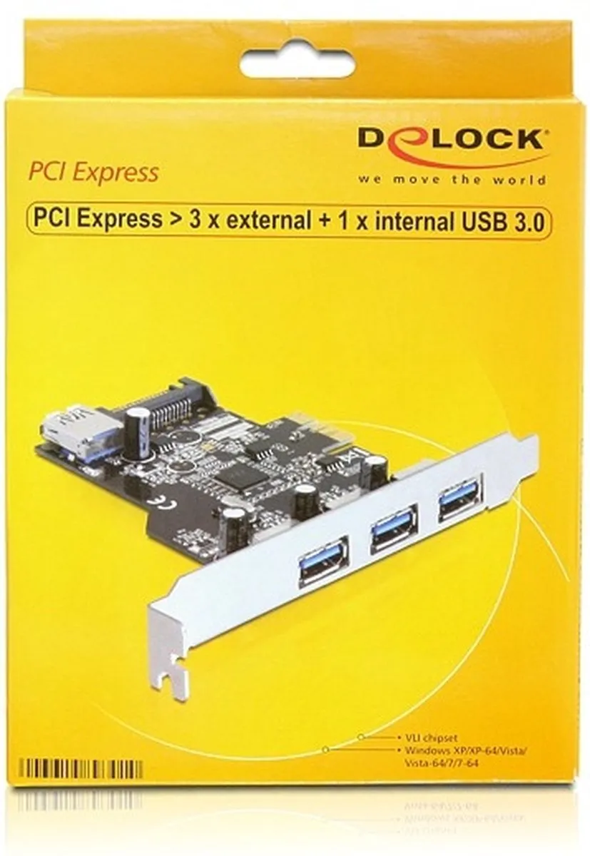 Delock 89301 PCIe Kaart USB 3.0 - 3x Extern + 1x Intern
