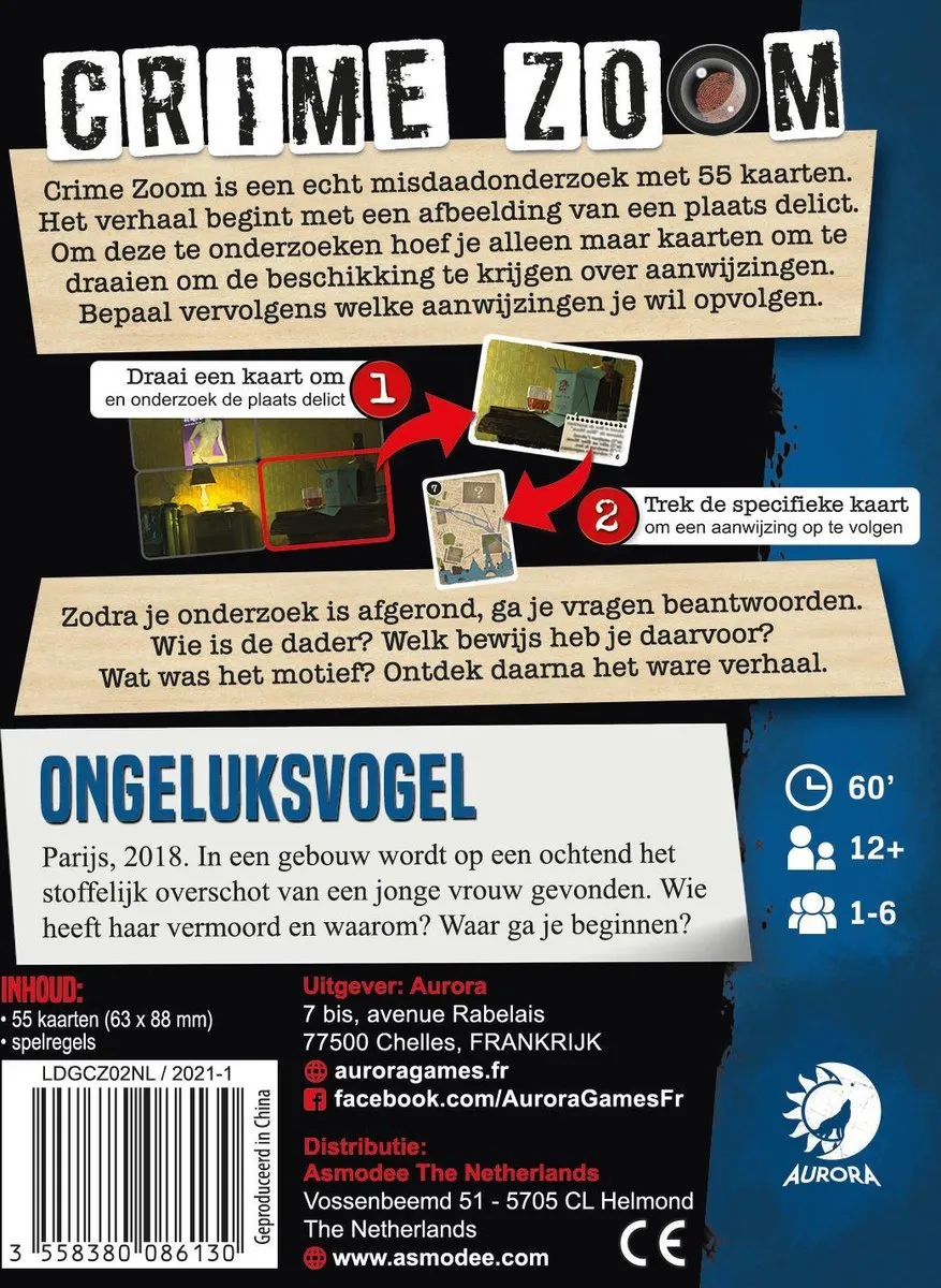 Lucky Duck Games Crime Zoom Case 'Ongeluksvogel' Kaartspel - 6 Spelers