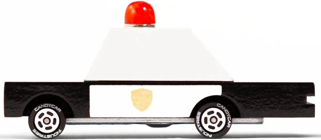 Candylab Candycar World Politieauto F871 - Houten Diecast - Zwart/Wit