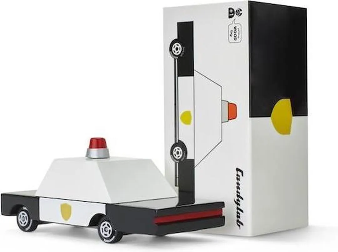 Candylab Candycar World Politieauto F871 - Houten Diecast - Zwart/Wit