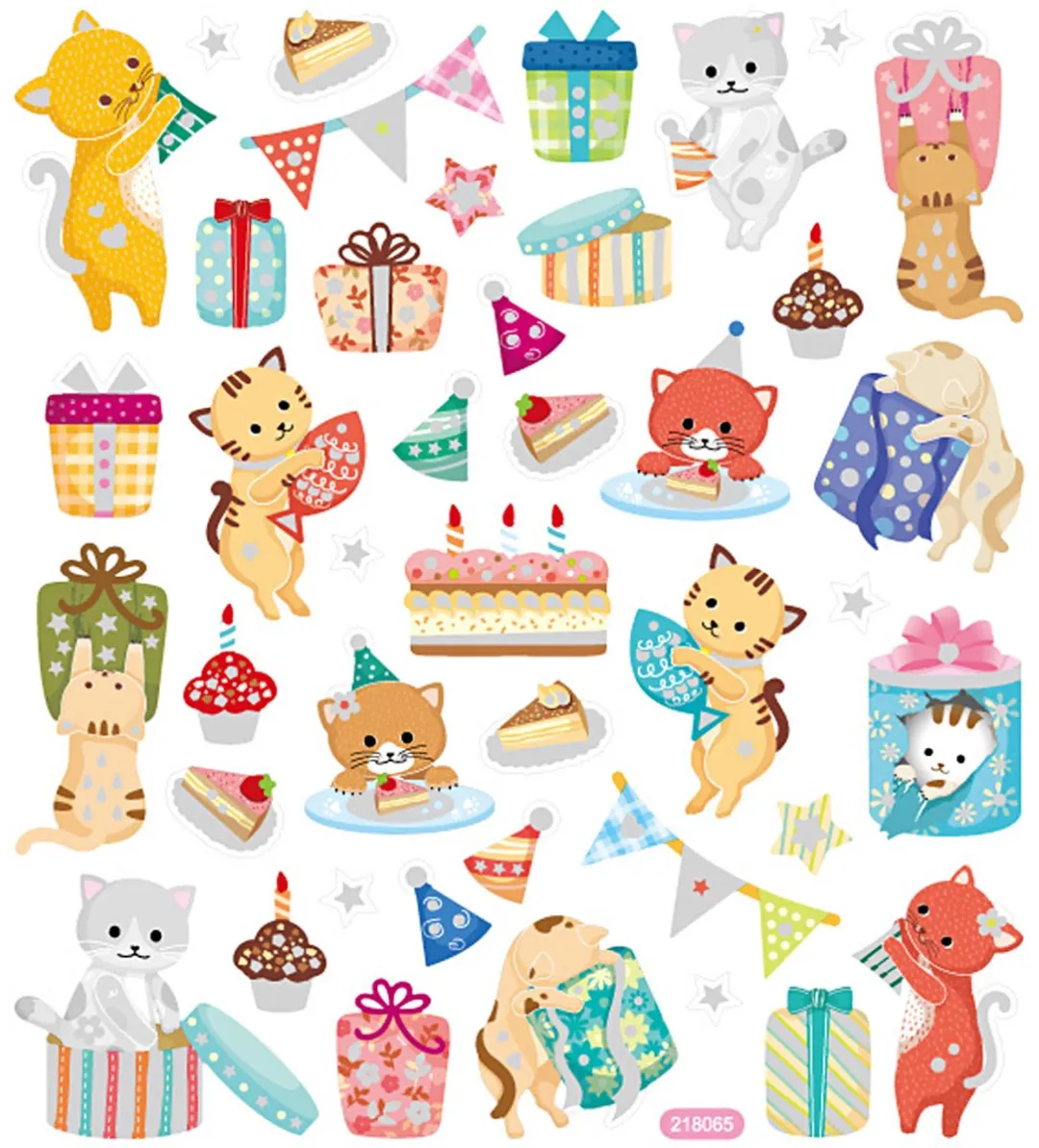 Creativ Company Verjaardag Katten Stickers - 15x16,5cm - Multi