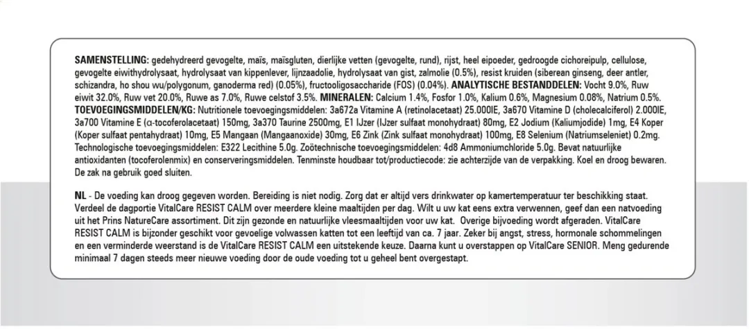 Prins VitalCare Resist Calm Kattenvoer 10kg