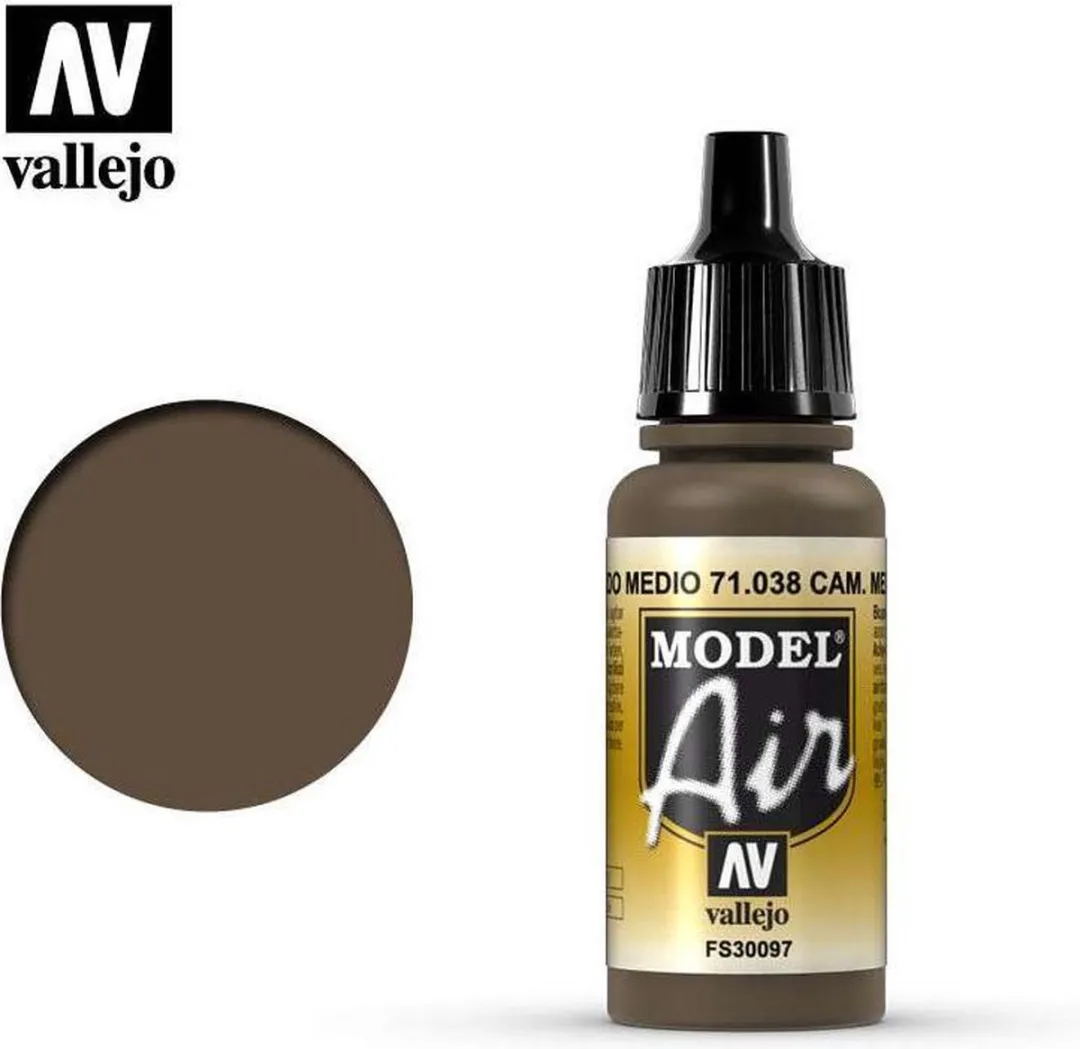 Vallejo Model Air Camouflage Medium Brown Acrylverf 17ml
