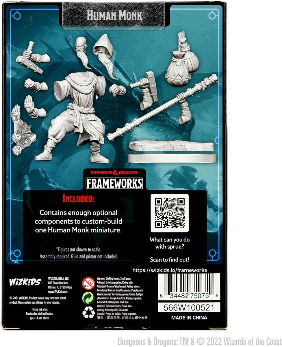 Wizkids D&D Frameworks Human Monk Male - Grijs