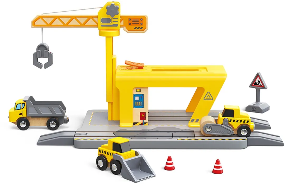 Hape E3878 Houten Treinbaan Constructiekraan