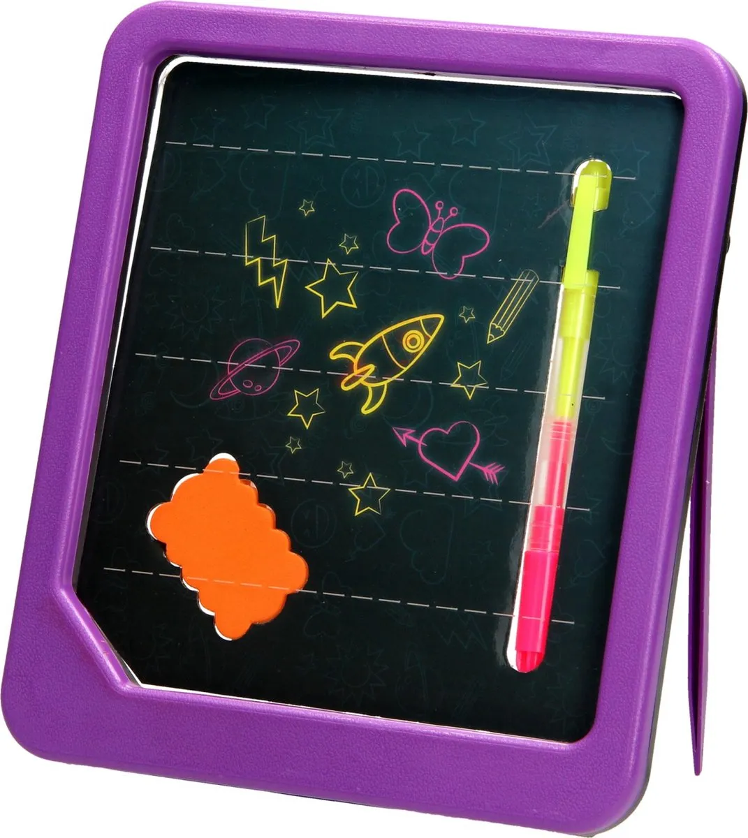 Toi-Toys Neon Glow Tekenbord met Stift en Spons