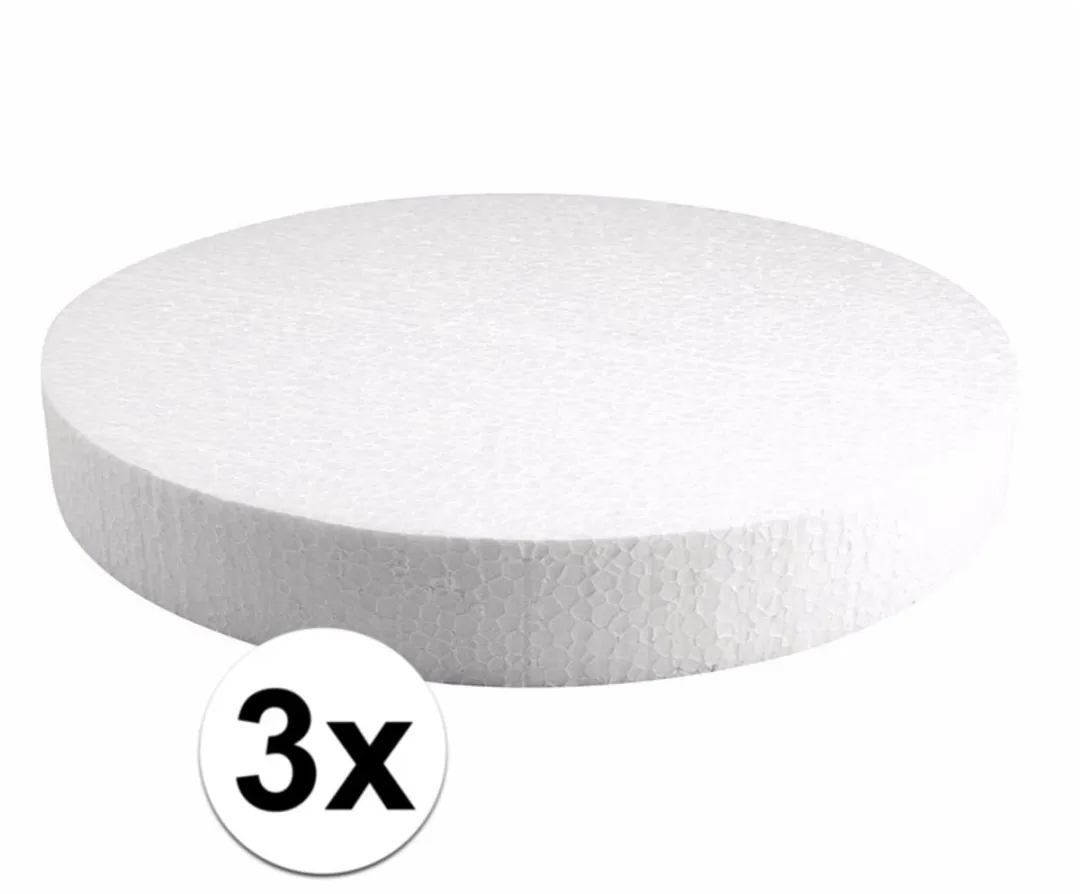 Rayher Piepschuim Schijven Ø30cm x 4cm - 3 Stuks Wit