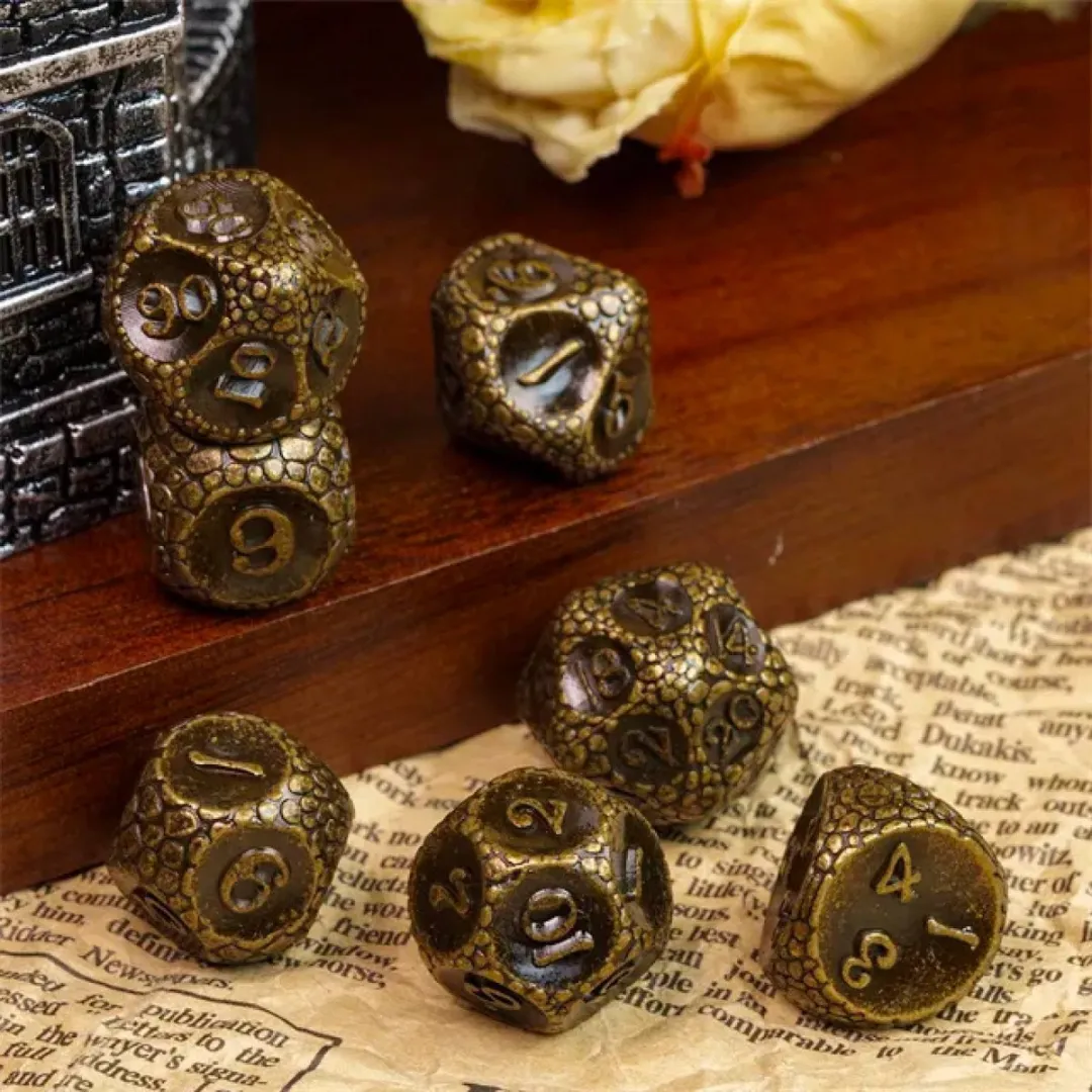 Lapi Toys D&D Polydice Metaal Zwart Goud - 7 Stuks