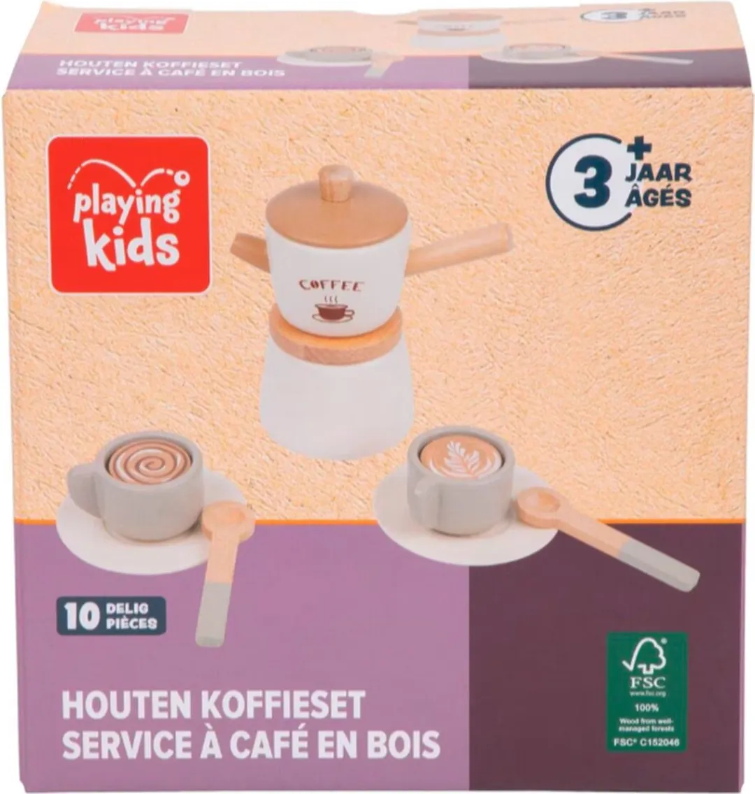 Playing Kids Houten Koffieset - 10-delig