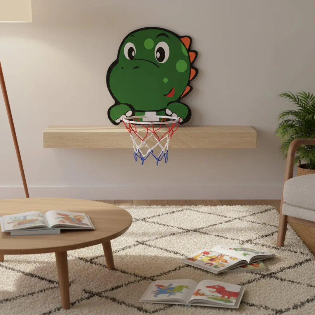 Eddy Toys Basketbal Set Dino - 34x30cm - Groen/Wit/Rood