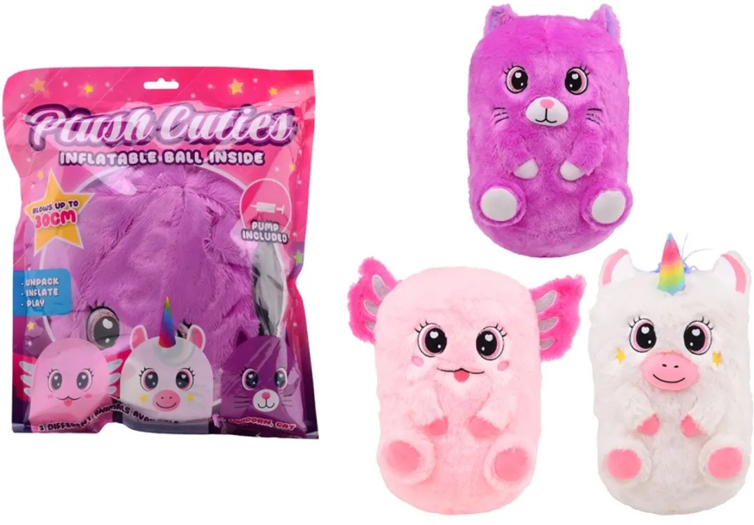 Johntoy Opblaasbare Pluche Knuffelcutie 30cm