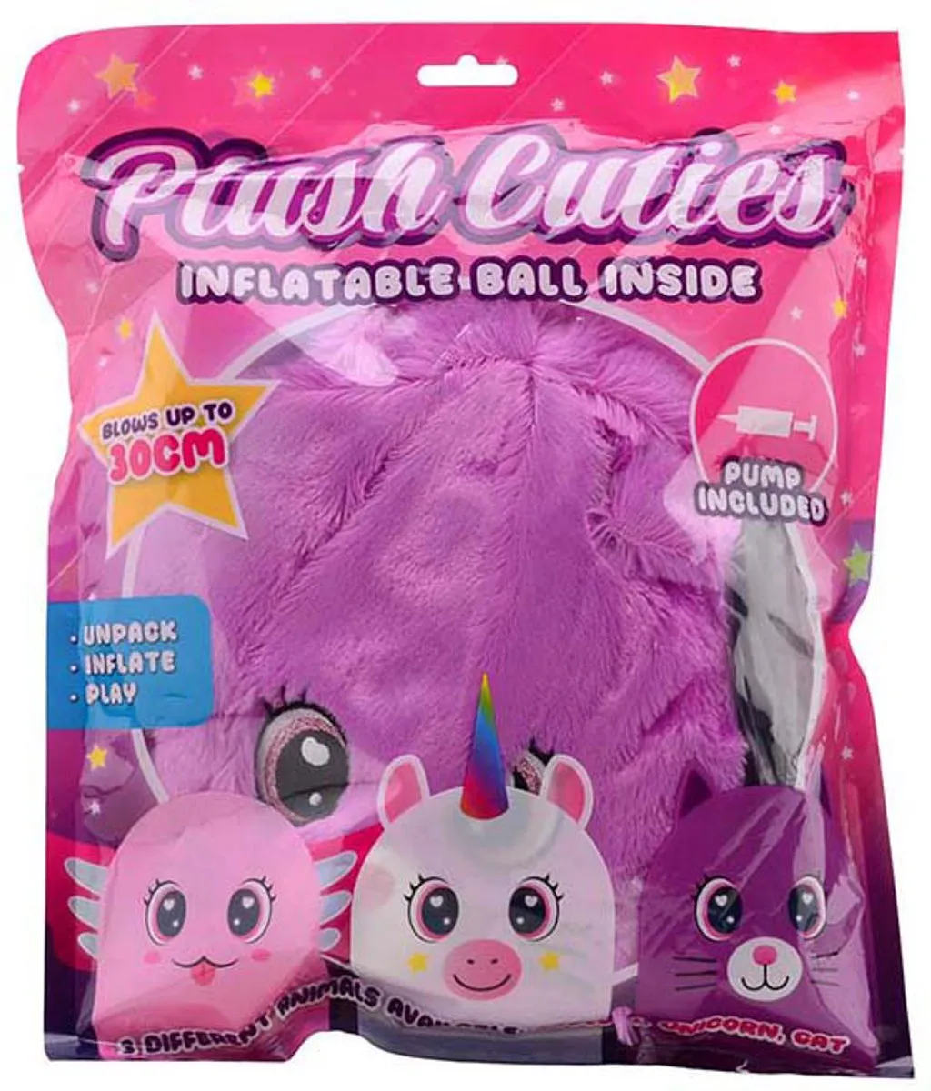 Johntoy Opblaasbare Pluche Knuffelcutie 30cm - Multicolor