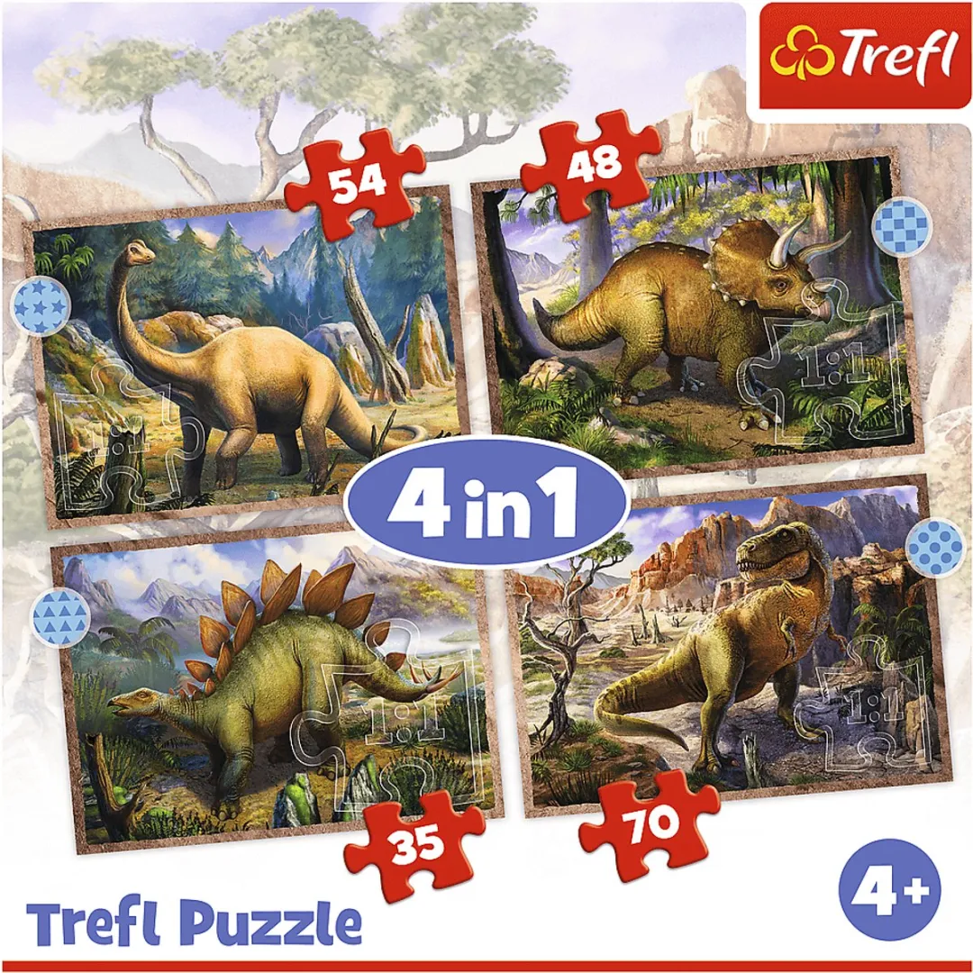 Trefl 4in1 Interesting Dinosaurs Puzzel - 41 Stuks - Multicolor