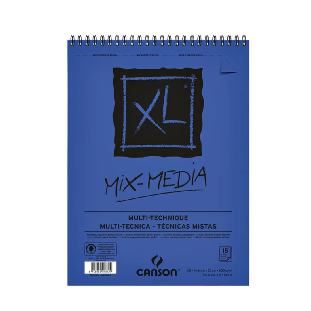 Canson XL Mix-Media Blok A5 - 15 Vel Blauw 300 g/m²