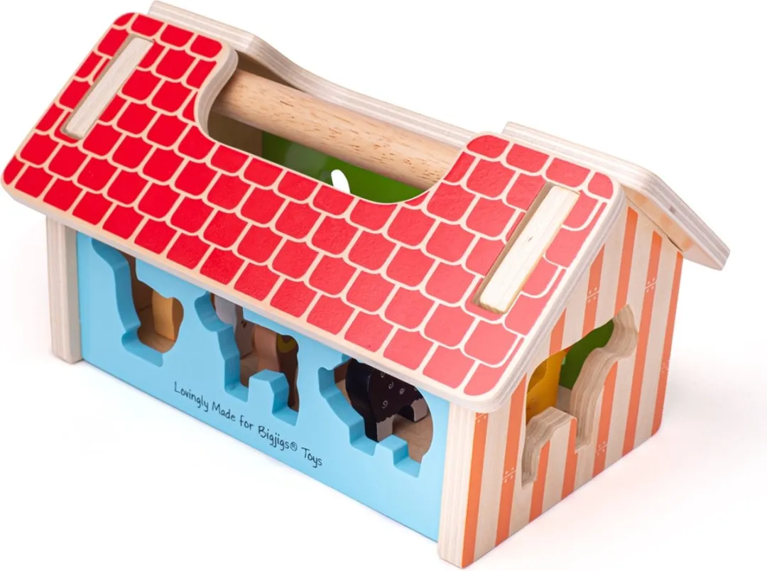 BIGJIGS Houten Boerderij Vorm Sorteerbox 069162 - Multicolor