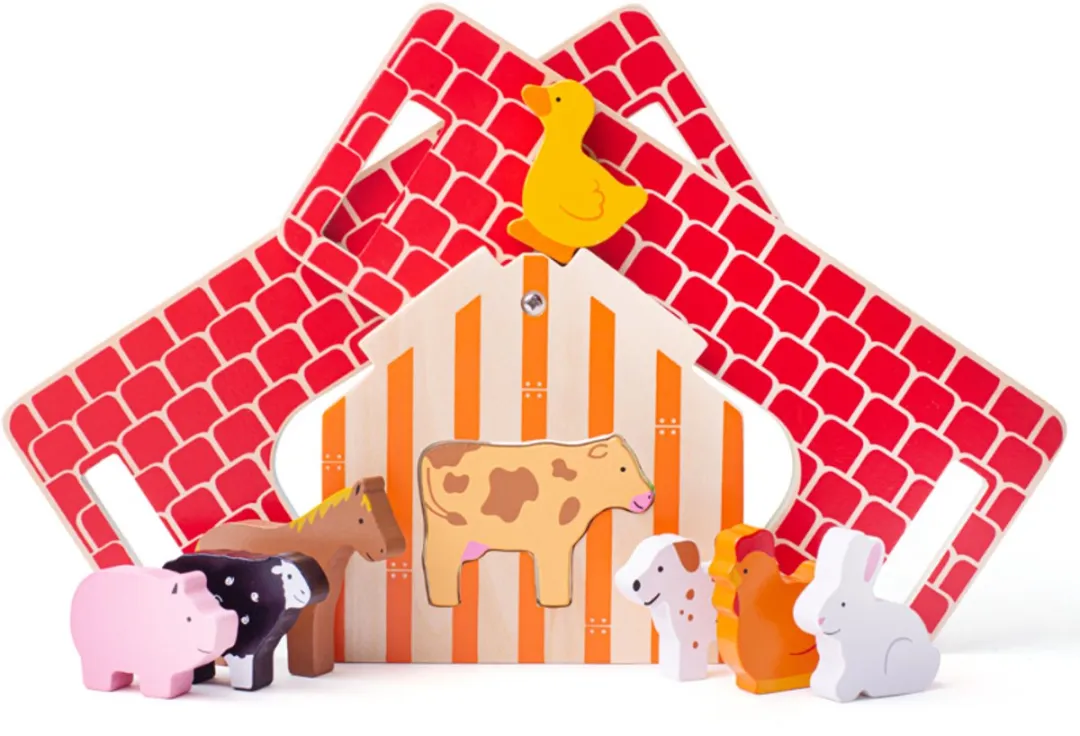 BIGJIGS Houten Boerderij Vorm Sorteerbox 069162 - Multicolor