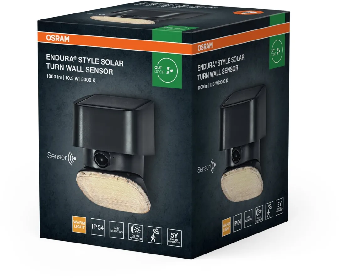 Osram Endura Style Solar Wandlamp Turn 10,3W - 890lm - PIR-sensor - afbeelding 6 van 6