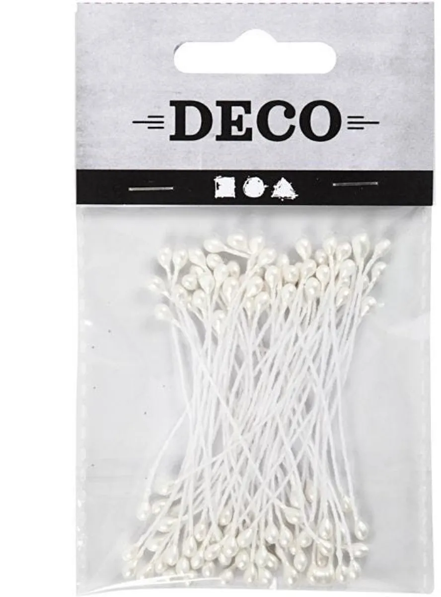 Creativ Company Bloemmeeldraden 6cm - Wit - 100 Stuks
