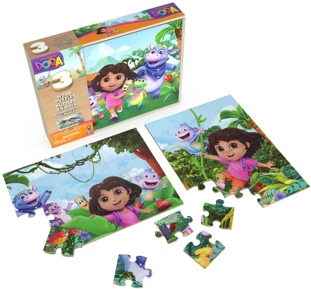 Spin Master Games Dora Houten Puzzels 3-pack - 24 Stuks Multicolor