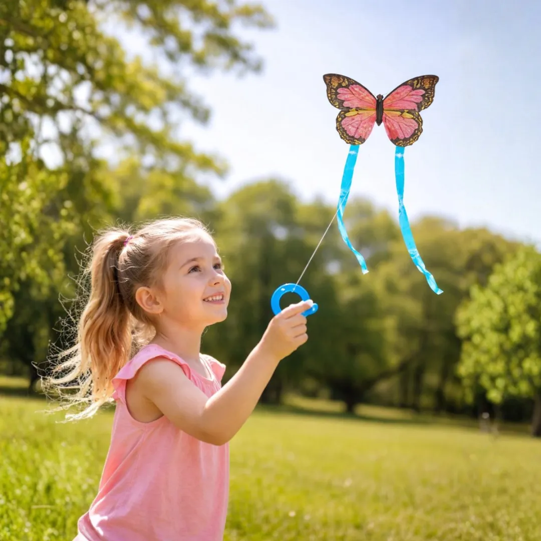 Eddy Toys Vlinder Vlieger 10cm - 6m Lijn - Willekeurige Kleur