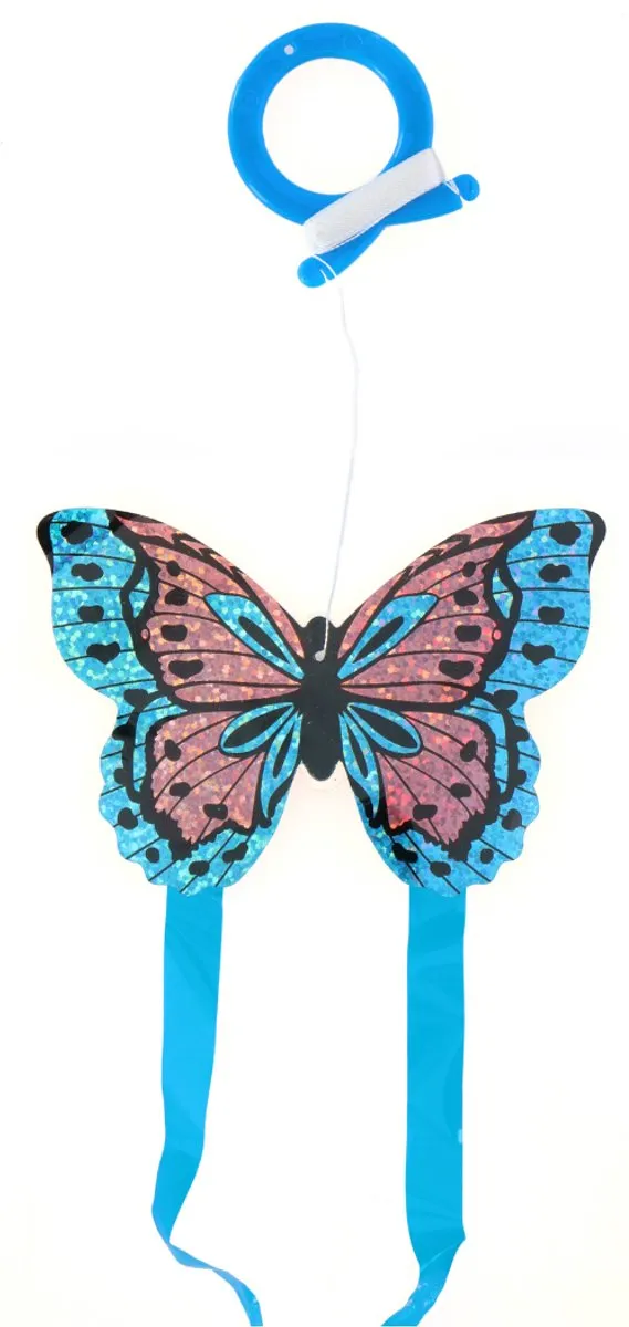 Eddy Toys Vlinder Vlieger 10cm - 6m Lijn - Willekeurige Kleur