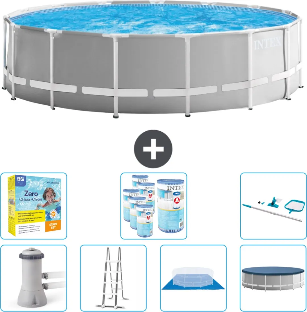 Intex Rond Prism Frame Zwembad 457cm - 16.805L - Grijs