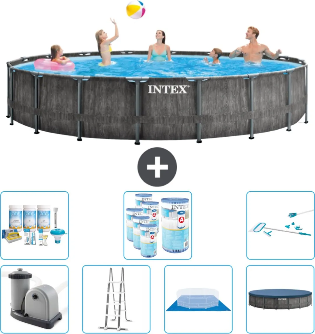 Intex Rond Prism Frame Zwembad 549x122cm - Grijs