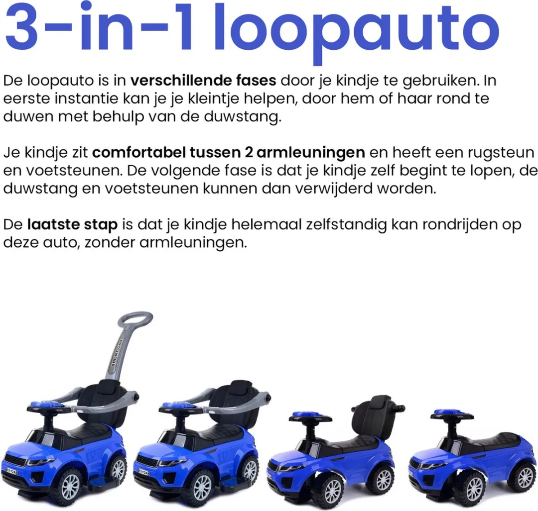Lean Toys 3-in-1 Sportauto Loopauto 2852 - Blauw