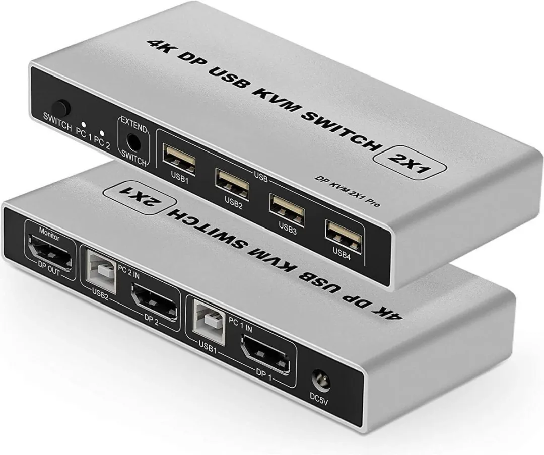 NÖRDIC KVM-101 KVM Switch 2x PC naar 1x DP 4K60Hz